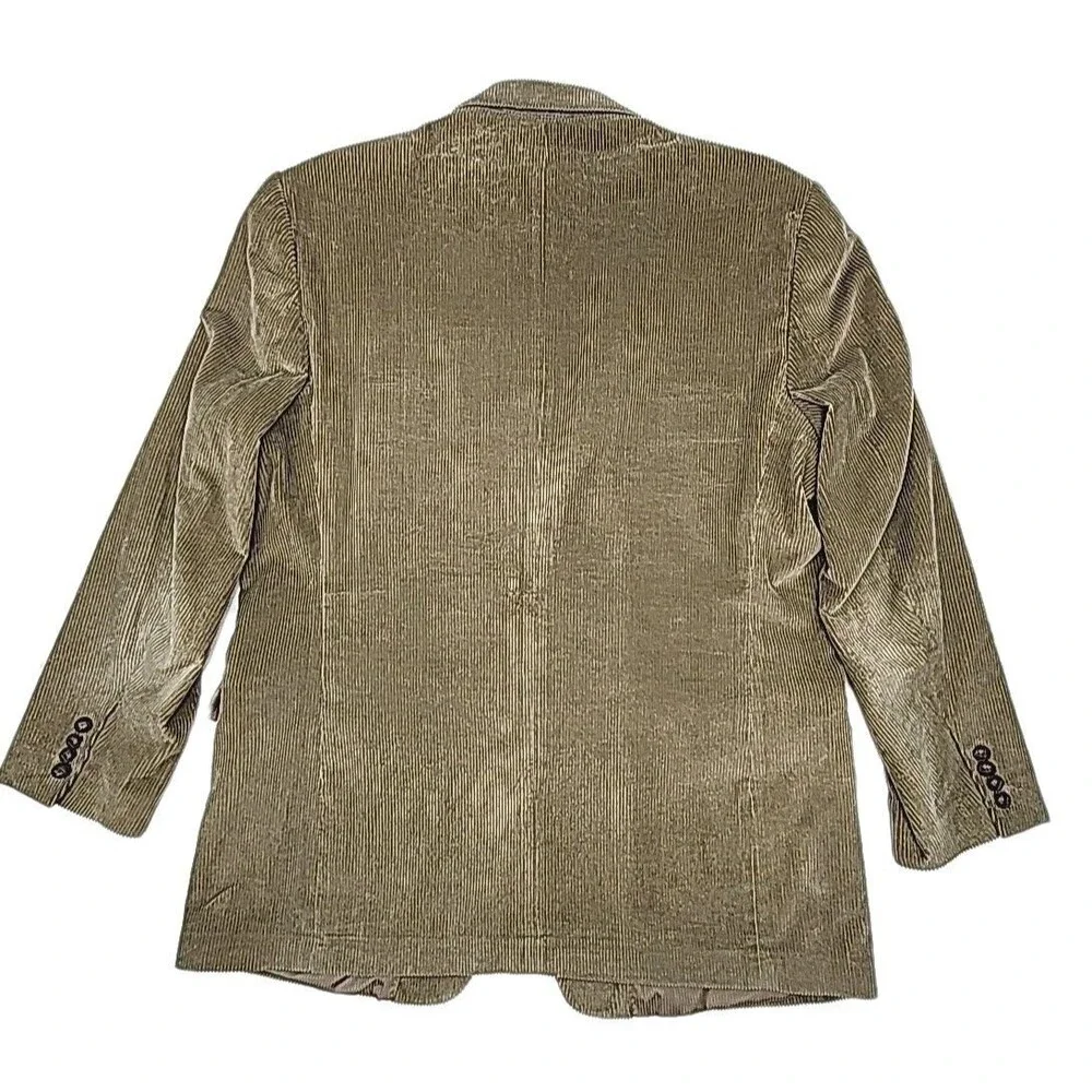 Norman Wells Blazer Jacket Beige Tan Corduroy Sportcoat Men Sz 46L Cord 2-Button